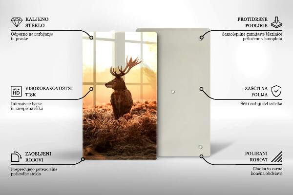 Üveg vágódeszka Szarvas a mezőn