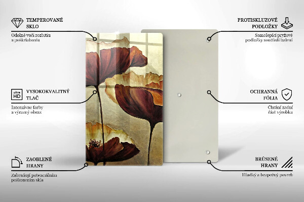 Üveg vágódeszka Festett boho virágok