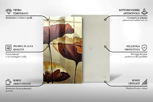 Üveg vágódeszka Festett boho virágok