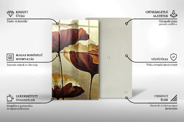 Üveg vágódeszka Festett boho virágok