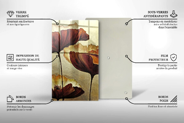 Üveg vágódeszka Festett boho virágok