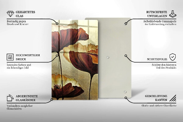 Üveg vágódeszka Festett boho virágok