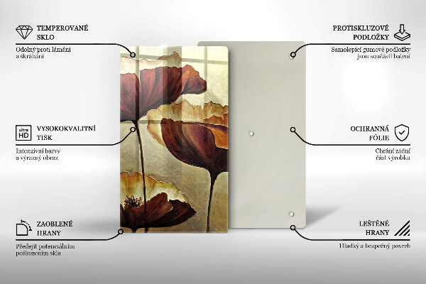 Üveg vágódeszka Festett boho virágok