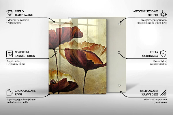 Üveg vágódeszka Festett boho virágok