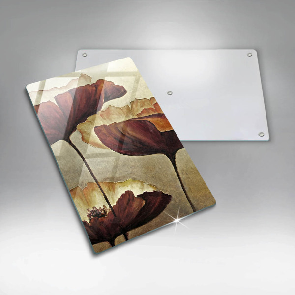 Üveg vágódeszka Festett boho virágok