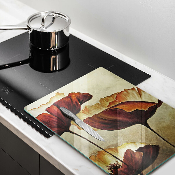 Üveg vágódeszka Festett boho virágok