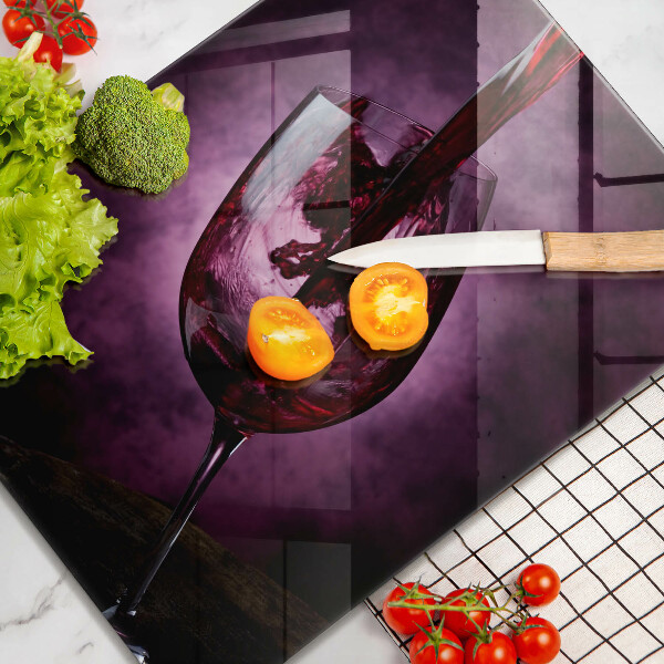 Üveg vágódeszka Egy pohár bor