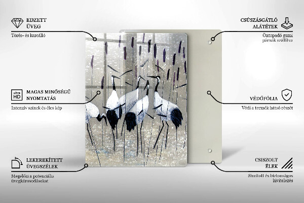 Üveg vágódeszka Japán daruk