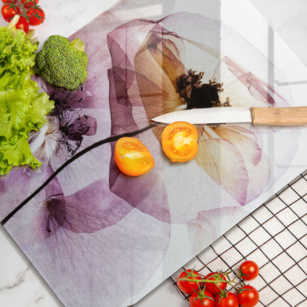 Üveg vágódeszka Finom virágok