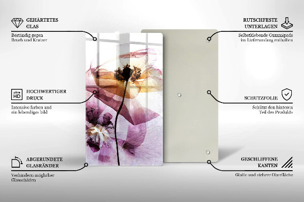 Üveg vágódeszka Finom virágok