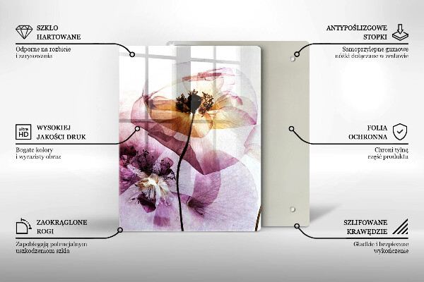 Üveg vágódeszka Finom virágok