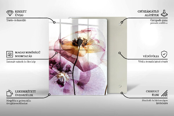 Üveg vágódeszka Finom virágok