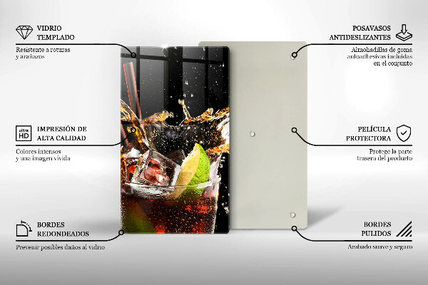 Üveg vágódeszka Igyál jéggel