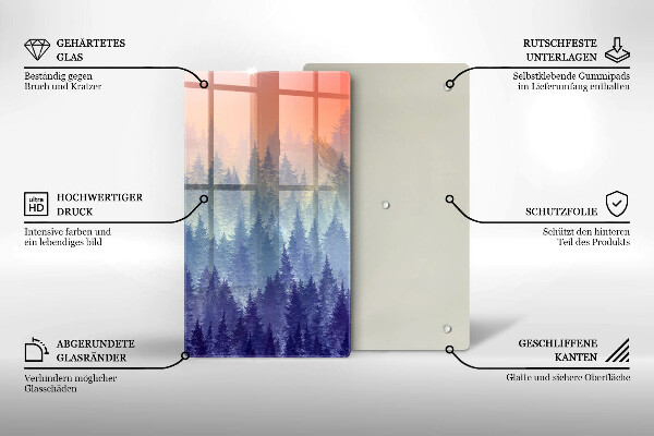 Üveg vágódeszka Erdő naplementekor