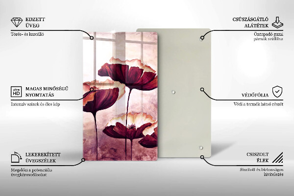 Üveg vágódeszka Virágfestés