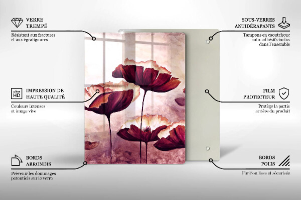 Üveg vágódeszka Virágfestés