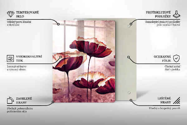 Üveg vágódeszka Virágfestés