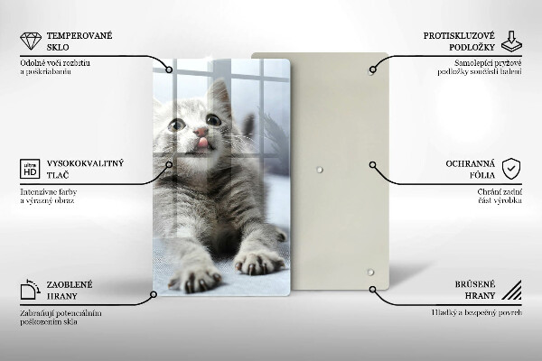 Üveg vágódeszka Aranyos kis cica