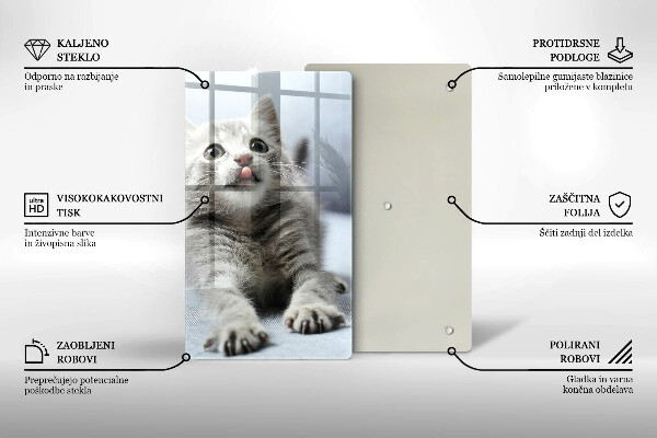 Üveg vágódeszka Aranyos kis cica