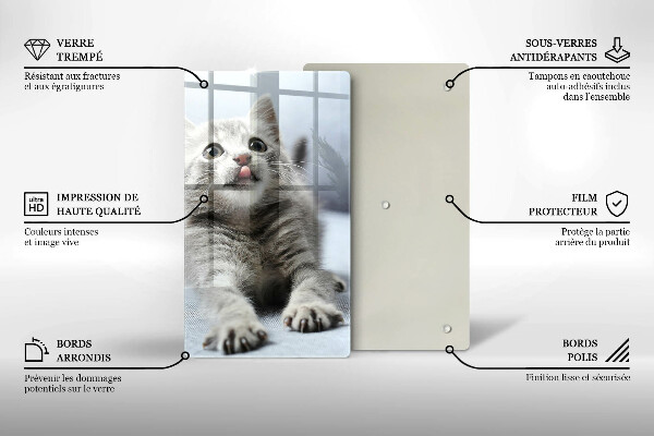 Üveg vágódeszka Aranyos kis cica