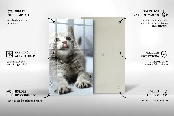 Üveg vágódeszka Aranyos kis cica