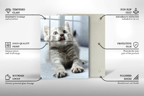 Üveg vágódeszka Aranyos kis cica