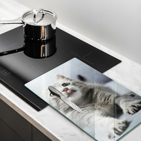 Üveg vágódeszka Aranyos kis cica