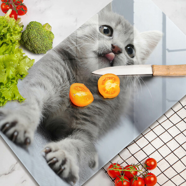 Üveg vágódeszka Aranyos kis cica