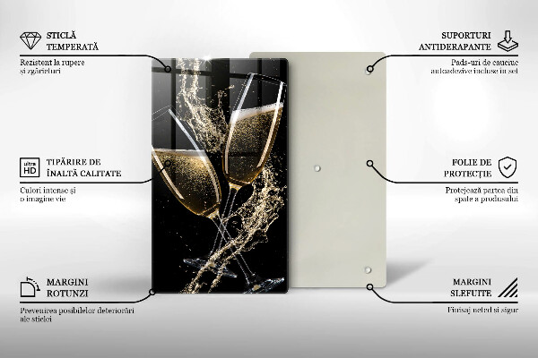 Üveg vágódeszka Pohár pezsgő