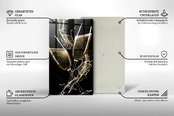 Üveg vágódeszka Pohár pezsgő