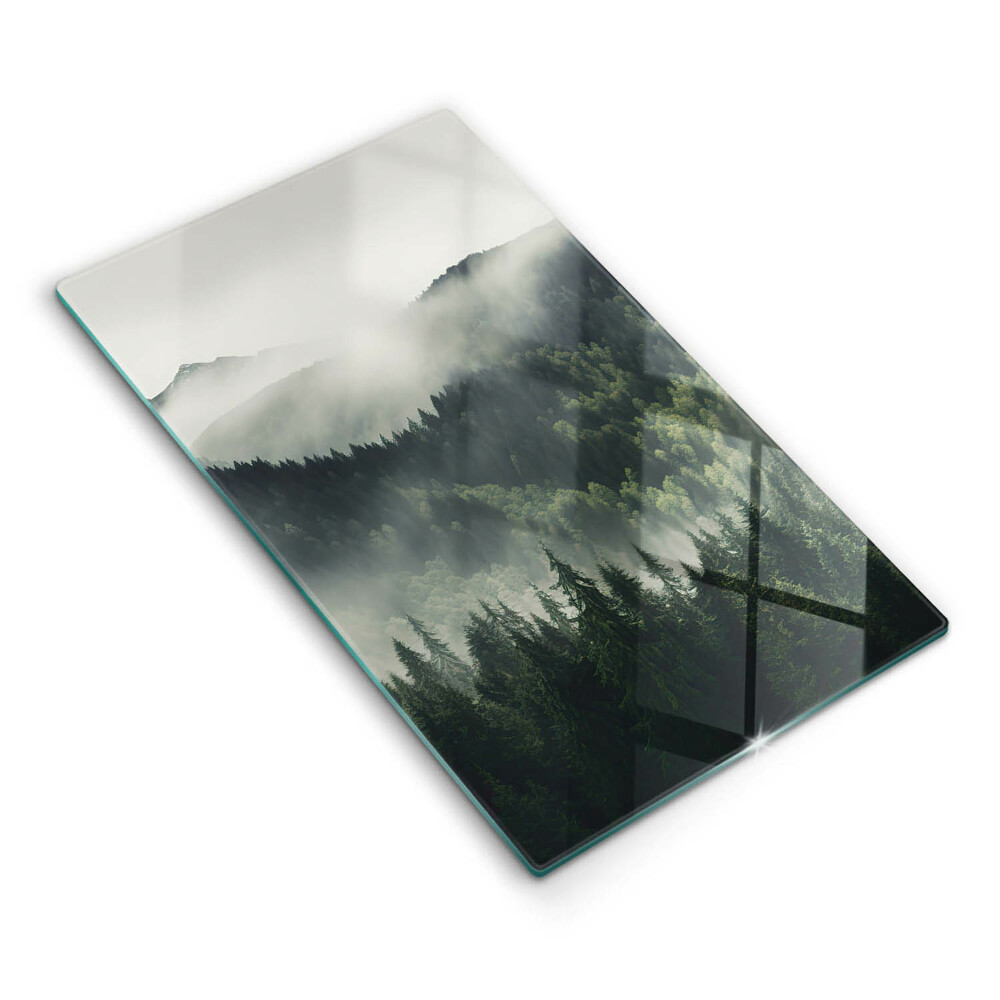 Üveg vágódeszka Erdő és köd táj