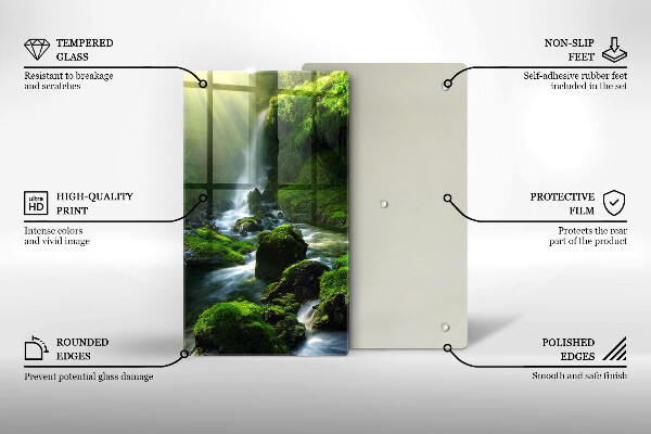 Üveg vágódeszka Vízesés a dzsungelben