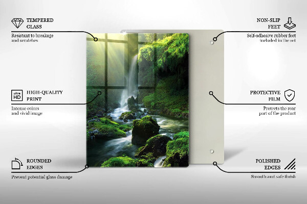 Üveg vágódeszka Vízesés a dzsungelben