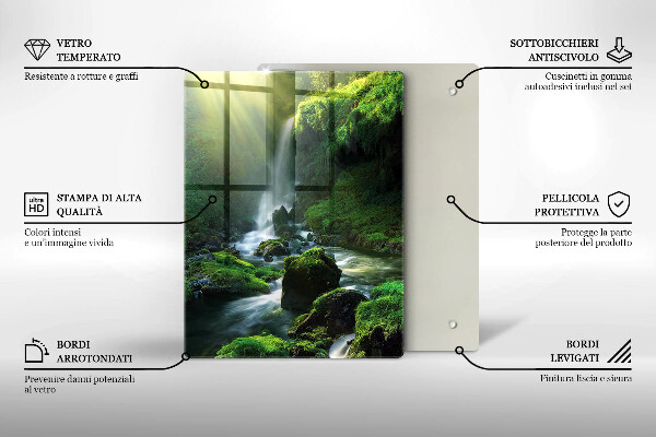 Üveg vágódeszka Vízesés a dzsungelben
