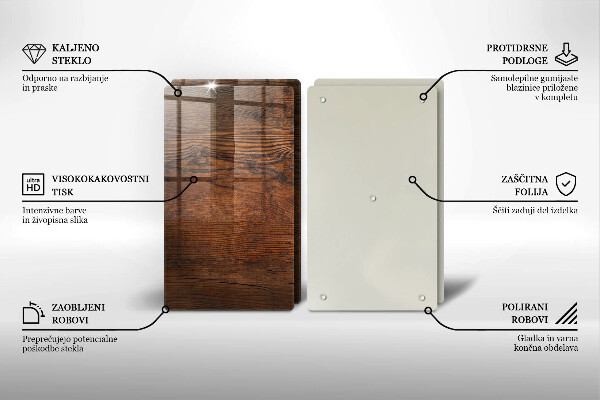 Üveg vágódeszka Sötét fa tábla