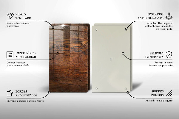 Üveg vágódeszka Sötét fa tábla