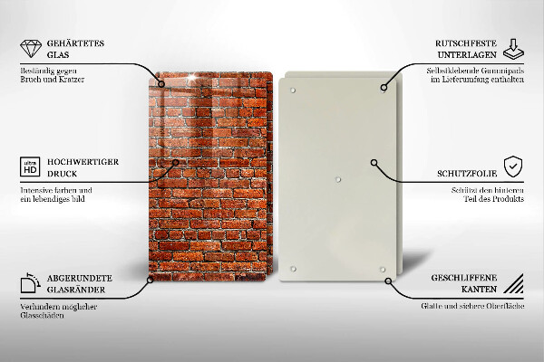 Üveg vágódeszka Téglafal fala