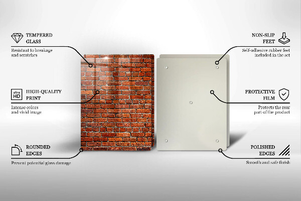 Üveg vágódeszka Téglafal fala