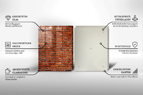 Üveg vágódeszka Téglafal fala