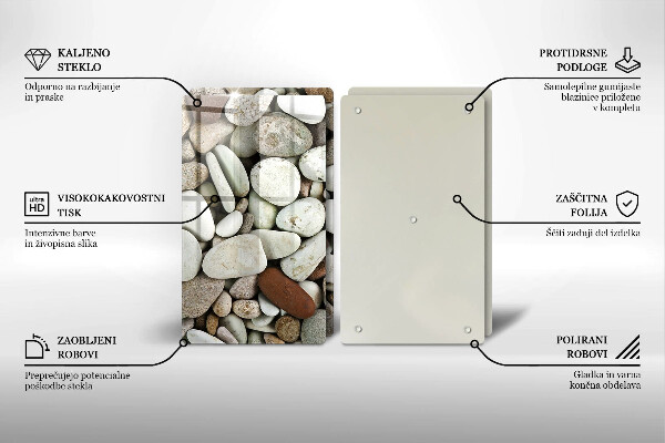 Üveg vágódeszka Kis kövek háttér