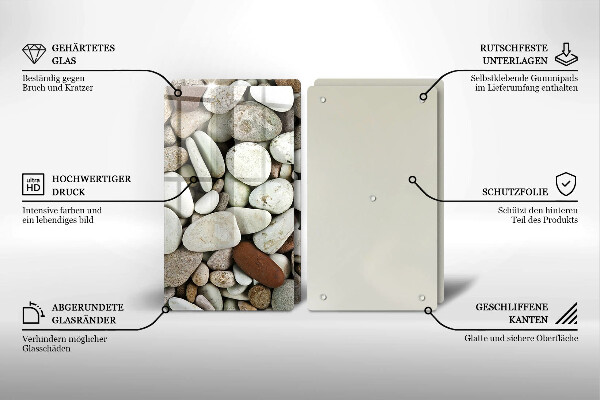 Üveg vágódeszka Kis kövek háttér