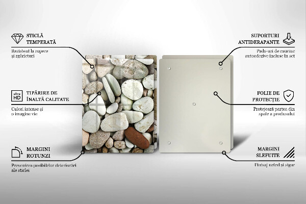 Üveg vágódeszka Kis kövek háttér