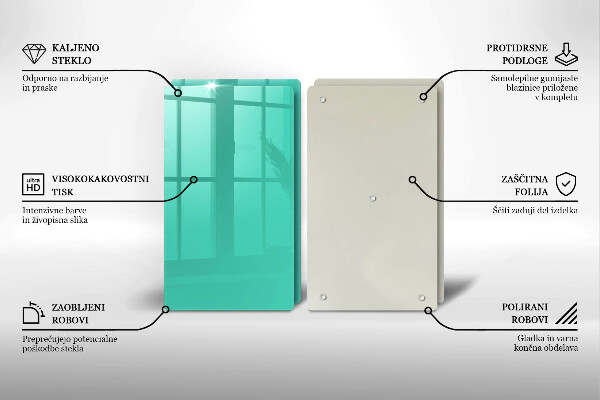 Üveg vágódeszka Zöld szín