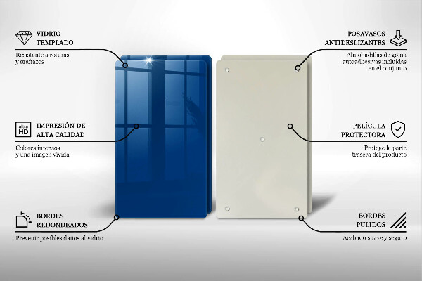 Üveg vágódeszka Kék szín