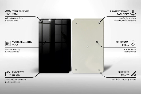 Üveg vágódeszka Fekete szín