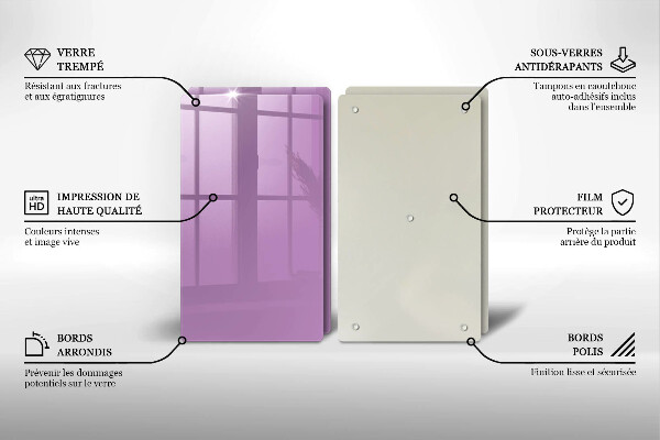 Üveg vágódeszka Lila színű