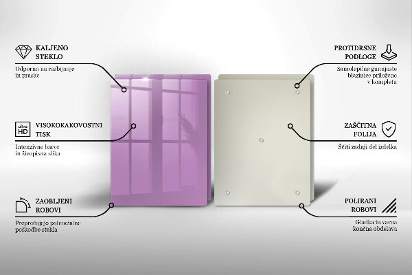 Üveg vágódeszka Lila színű