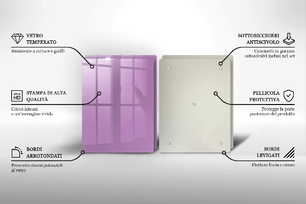 Üveg vágódeszka Lila színű