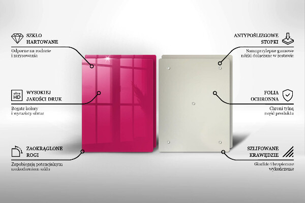 Üveg vágódeszka Rózsaszín szín