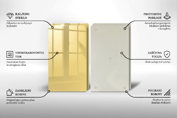 Üveg vágódeszka Sárga